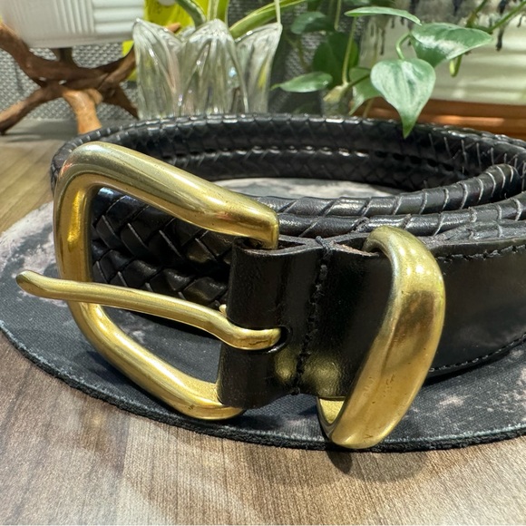 COACH Vintage 5922 Black Braided Leather Belt With Solid Brass Hardware - Picture 2 of 6